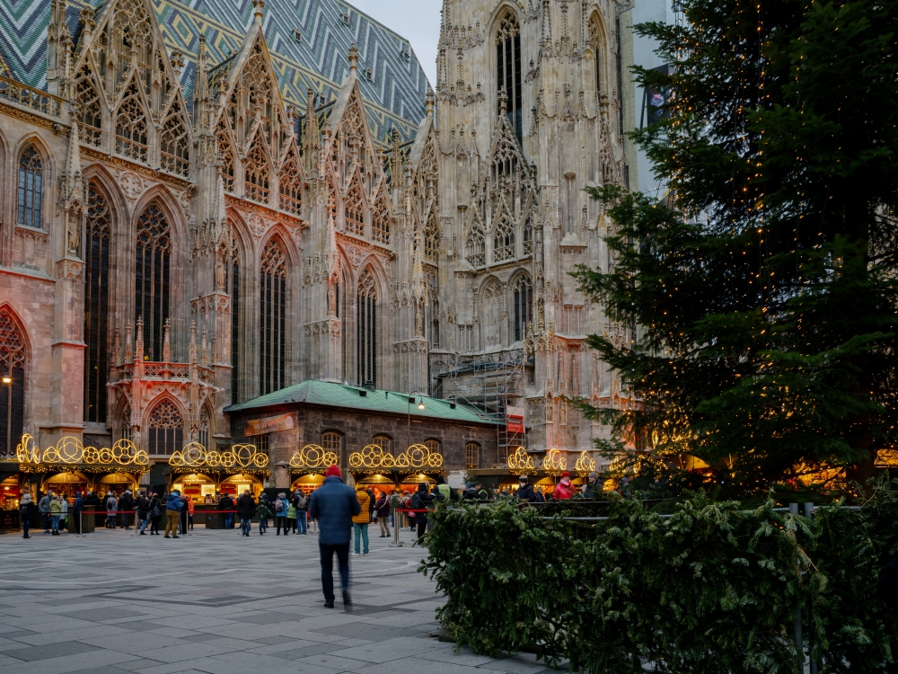 Weihnachtsbeleuchtung, Stephansplatz WienTourismus Julius Hirtzberger web Bild: Weihnachtsmarkt am Stephansplatz